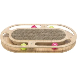 48020 Scratching cardboard with toys, wood, catnip, 46 x 4 x 25 cm